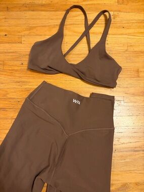 Chocolate Brown Sports Bra and High-Waist Leggings Set